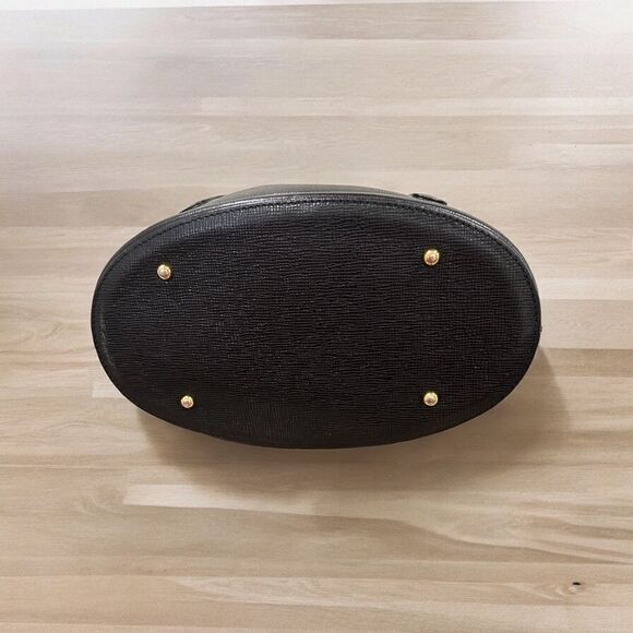 MCM Authentic Vintage Black Saffiano Leather Studded Logo Bucket Shoulder Bag - Picture 7 of 8